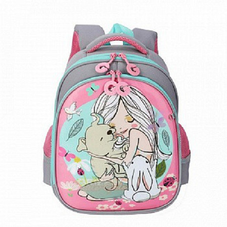 Рюкзак школьный GRIZZLY RA-979-4 /3 grey/pink