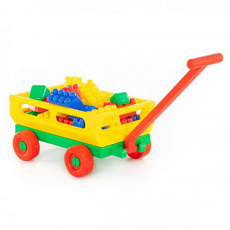 Игровой набор Полесье Тележка с ручкой №2 и Конструктор Беби 34 элемента 46871