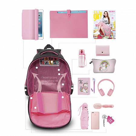 Рюкзак школьный GRIZZLY RAz-186-8 /3 grey