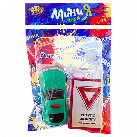 На картинке изображен Набор игровой YAKO "дорожное движение" с инерционной машиной и 6 карточек М7174 Набор игровой YAKO "дорожное движение" с инерционной машиной и 6 карточек М7174