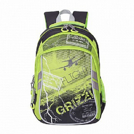 Рюкзак школьный GRIZZLY RB-964-4 /1 black/light green