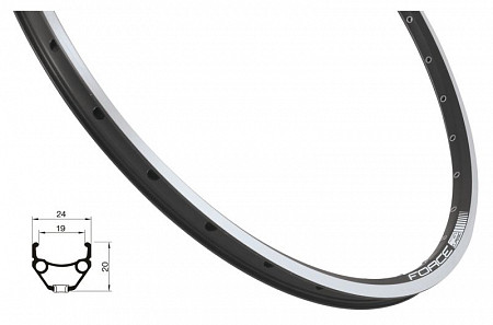 На картинке изображен Обод Force Classic 622x19 702403 black Обод Force Classic 622x19 702403 black