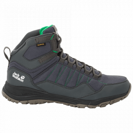 На картинке изображен Ботинки мужские Jack Wolfskin Maze Texapore Mid M dark steel / green Ботинки мужские Jack Wolfskin Maze Texapore Mid M dark steel / green