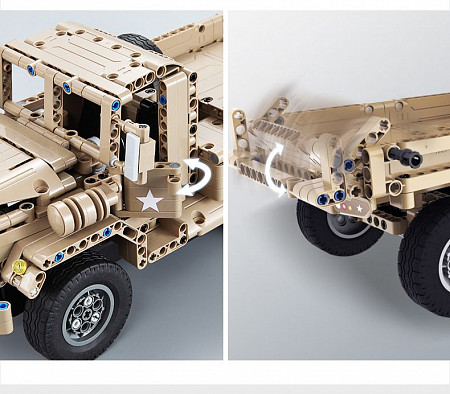 На картинке изображен Конструктор на радиоуправлении CaDa Военный грузовик C51042W Конструктор на радиоуправлении CaDa Военный грузовик C51042W