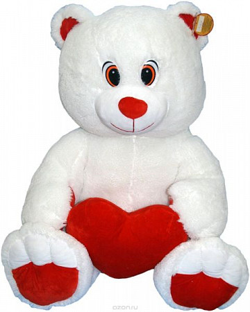 На картинке изображен Мягкая игрушка-антистресс СмолТойс Мишутка с сердцем 1382N/БЕЛ Мягкая игрушка-антистресс СмолТойс Мишутка с сердцем 1382N/БЕЛ