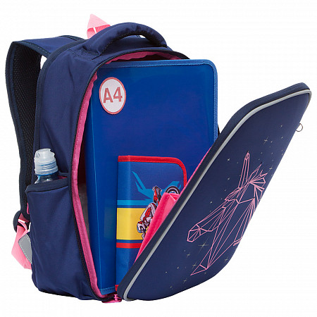 Рюкзак школьный GRIZZLY RG-165-1 /3 blue/fuchsia