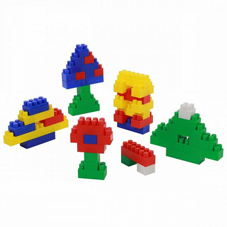 На картинке изображен Конструктор Полесье Строитель 60 элементов в контейнере 50465 Конструктор Полесье Строитель 60 элементов в контейнере 50465