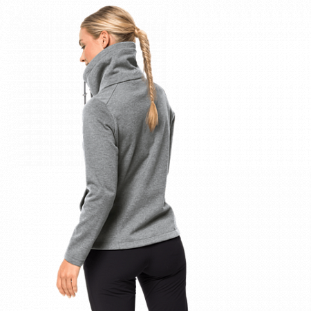 На картинке изображен Джемпер женский Jack Wolfskin Sky Thermic Jacket Women medium grey Джемпер женский Jack Wolfskin Sky Thermic Jacket Women medium grey