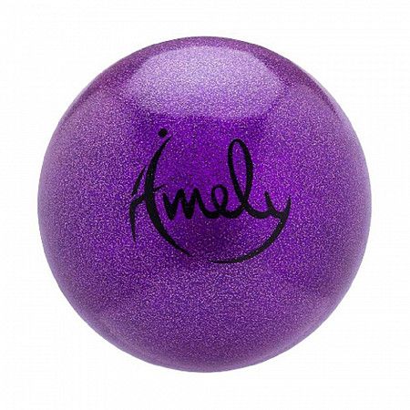 Мяч для художественной гимнастики с насыщенными блестками Amely AGB-203 19 см purple
