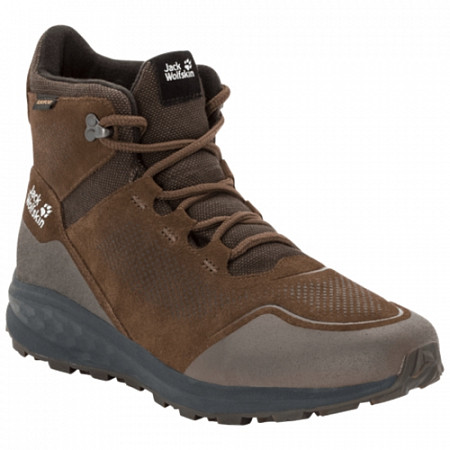 На картинке изображен Ботинки мужские Jack Wolfskin Coogee Texapore Wt Mid M dark wood / phantom Ботинки мужские Jack Wolfskin Coogee Texapore Wt Mid M dark wood / phantom
