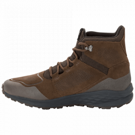 На картинке изображен Ботинки мужские Jack Wolfskin Coogee Texapore Wt Mid M dark wood / phantom Ботинки мужские Jack Wolfskin Coogee Texapore Wt Mid M dark wood / phantom
