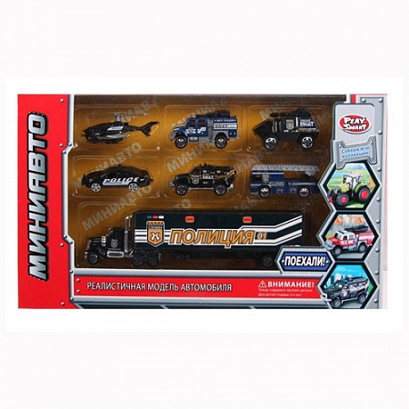 На картинке изображен Набор автомобилей Play Smart Миниавто Полиция Набор автомобилей Play Smart Миниавто Полиция