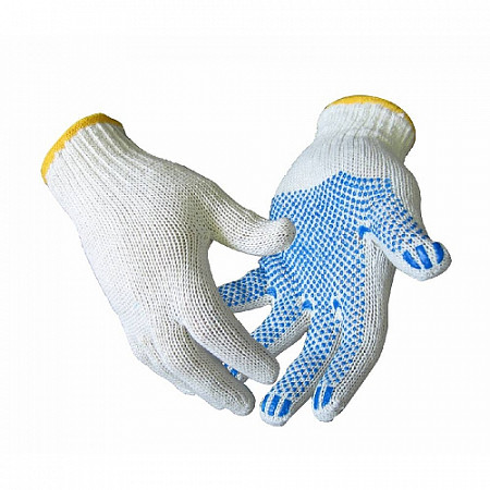 Перчатки трикотажные х/б 10 класс с ПВХ Точка (150 текс) ЛЮКС