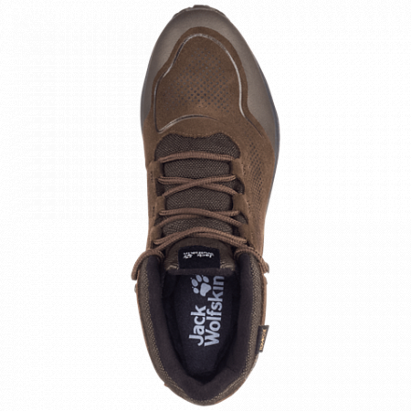 На картинке изображен Ботинки мужские Jack Wolfskin Coogee Texapore Wt Mid M dark wood / phantom Ботинки мужские Jack Wolfskin Coogee Texapore Wt Mid M dark wood / phantom