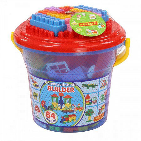 Конструктор Полесье Строитель 84 элемента в ведре Макси 37213