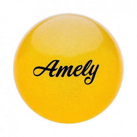 Мяч для художественной гимнастики Amely с блестками AGB-102 15 см yellow