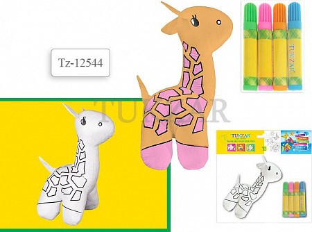 Игрушка-раскраска Tukzar "Жираф" с набором фломастеров 4 цвета TZ 12544