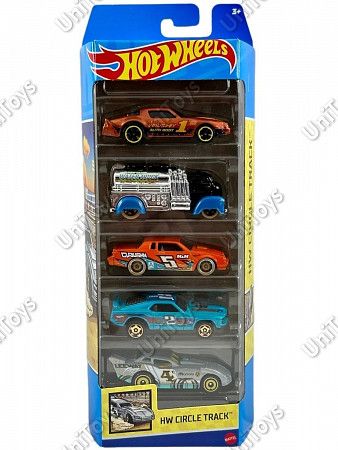 На картинке изображен Набор машинок Hot Wheels HW Circle Track 5 шт. (1806 HLY65) Набор машинок Hot Wheels HW Circle Track 5 шт. (1806 HLY65)