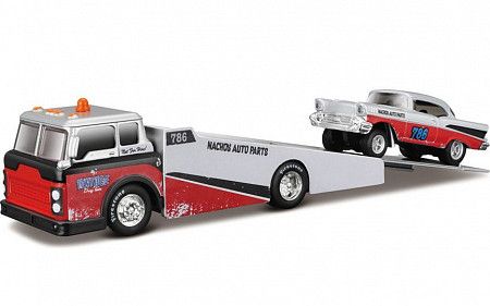 Эвакуатор игрушечный и машинка Maisto Ramp Truck & 1957 Chevrolet Bel Air Gasser (15055)
