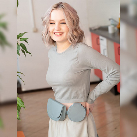 Поясная сумка женская Ors Oro OMS-0155 grey-blue