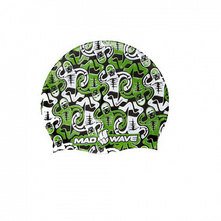 На картинке изображен Шапочка для бассейна (плавания) детская Mad Wave Dead Diver green Шапочка для бассейна (плавания) детская Mad Wave Dead Diver green
