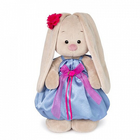 Мягкая игрушка Budibasa Зайка Ми в синем платье с розовым бантиком (малая) StS-237