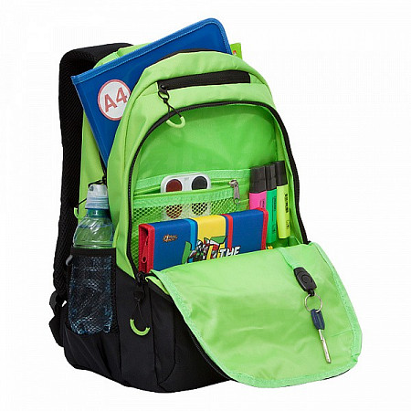 Рюкзак школьный GRIZZLY RU-130-4 /4 black/light green