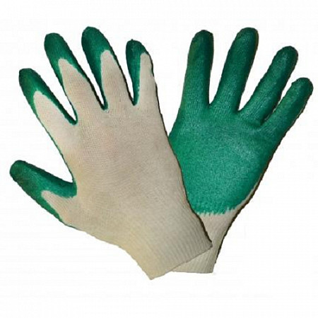 Перчатки трикотажные х/б 10 класс с латексным покрытием (одинарный облив)