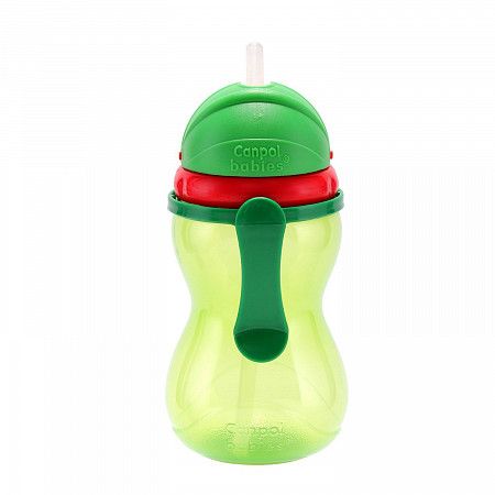 Поильник Canpol babies спортивный со складывающейся трубочкой 12м+ 370 мл (56/113_gre) green
