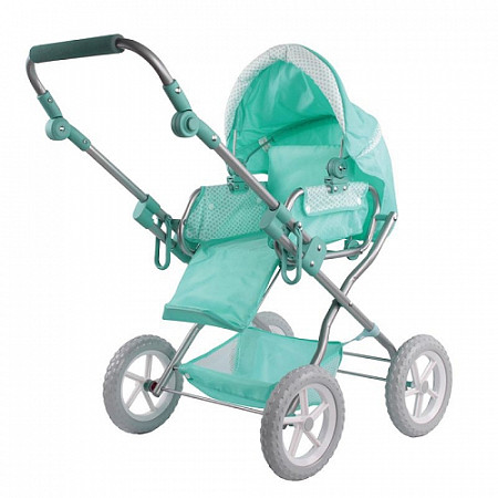 На картинке изображен Коляска для кукол Gulliver мятная с сумкой 22-15155-1 Коляска для кукол Gulliver мятная с сумкой 22-15155-1