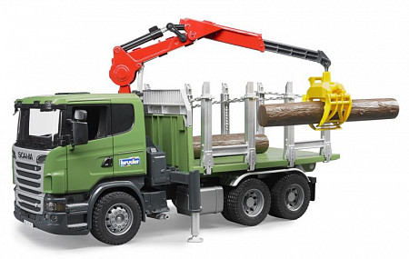 Игрушка Bruder Лесовоз Scania с портативным краном и брёвнами 03524
