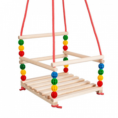 На картинке изображен Качели Лидер деревянные подвесные 30705 Качели Лидер деревянные подвесные 30705