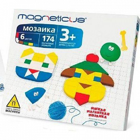 Мозаика Magneticus 174 элемента, 6 цветов, 30 этюдов 3+ (MM-0174)