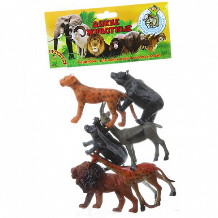 На картинке изображен Набор животных Bondibon Ребятам о Зверятах Дикие животные 6 шт ВВ1609 Набор животных Bondibon Ребятам о Зверятах Дикие животные 6 шт ВВ1609