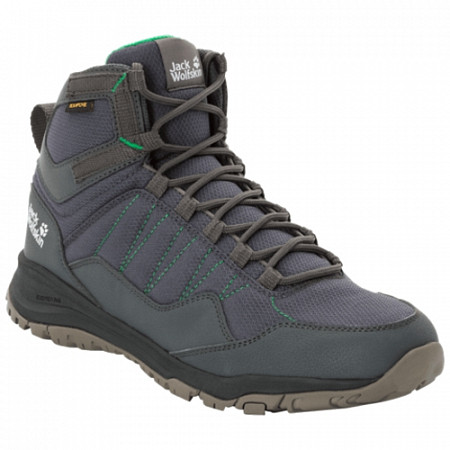 На картинке изображен Ботинки мужские Jack Wolfskin Maze Texapore Mid M dark steel / green Ботинки мужские Jack Wolfskin Maze Texapore Mid M dark steel / green