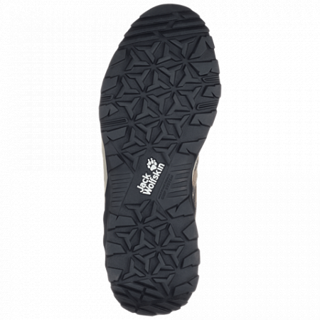 На картинке изображен Ботинки женские Jack Wolfskin Vojo Hike Xt Texapore Mid W beige / phantom Ботинки женские Jack Wolfskin Vojo Hike Xt Texapore Mid W beige / phantom