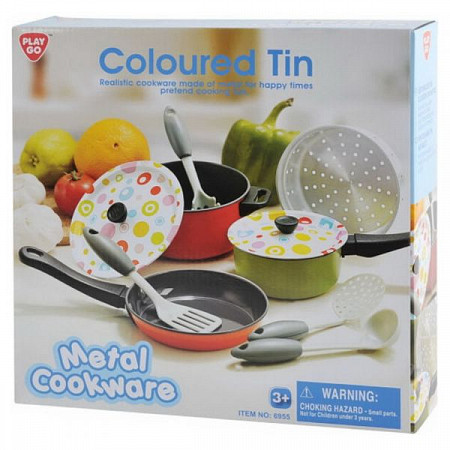 На картинке изображен Набор для девочек PlayGo Набор металлической посуды 6955 Набор для девочек PlayGo Набор металлической посуды 6955