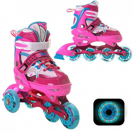 Раздвижные роликовые коньки RGX Sonic Pink (светящиеся колеса)