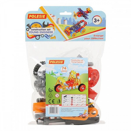На картинке изображен Конструктор Полесье Изобретатель Трицикл №2 74 шт 73013 Конструктор Полесье Изобретатель Трицикл №2 74 шт 73013