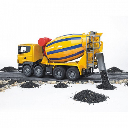 Игрушка Bruder Бетономешалка Scania (цвет жёлто синий) (подходит модуль со звуком и светом "H") 03-554