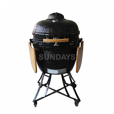 На картинке изображен Угольный керамический гриль Sundays Kamado AU-24 black bake Угольный керамический гриль Sundays Kamado AU-24 black bake