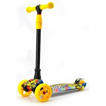 Самокат Black Aqua S00488 светящиеся колеса yellow/black