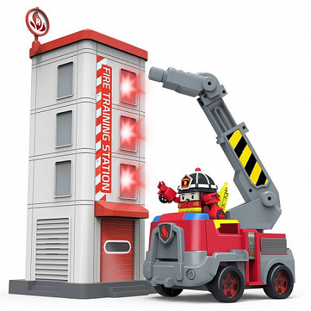 Игровой набор Robocar Poli Пожарная станция с фигуркой Рой 83409