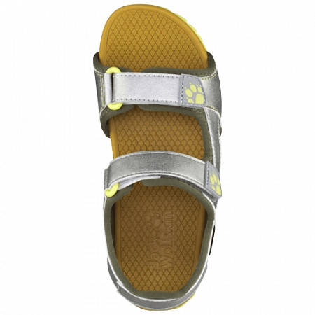 На картинке изображен Сандалии детские Jack Wolfskin Outfresh Deluxe Sandal K silver / khaki Сандалии детские Jack Wolfskin Outfresh Deluxe Sandal K silver / khaki