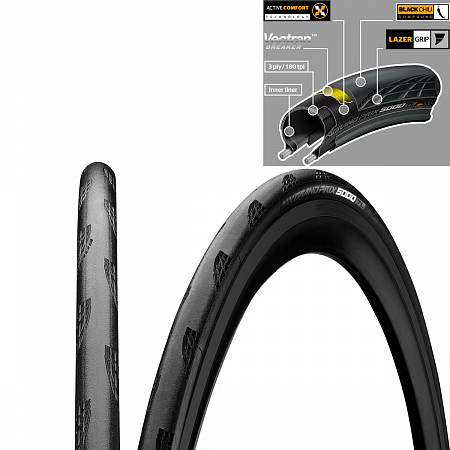 Велопокрышка Continental Grand Prix 5000 28" 700x25mm 101628 black
