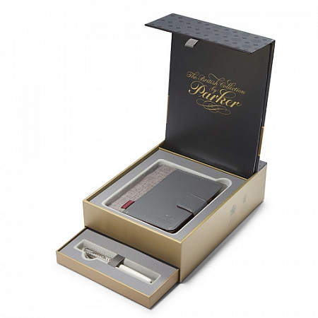 Подарочный набор Parker Notebook Organiser Gift Set silver/pearl/black 1978401
