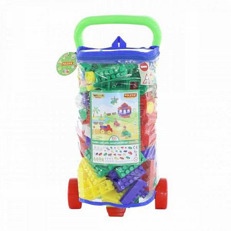 Игровой набор Полесье Тележка Caddie и Конструктор Строитель 251 элемент 54500