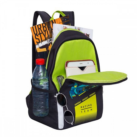 Школьный рюкзак GRIZZLY RB-863-1 black/lime