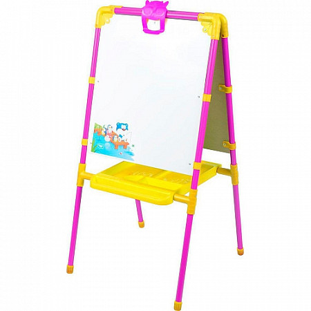 Мольберт Nika двусторонний с пластмассовой азбукой, с большим пеналом сиреневый М1