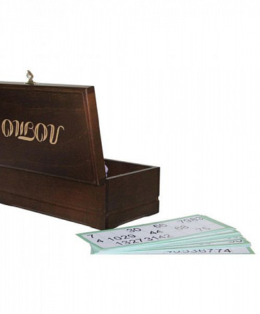 На картинке изображен Лото бочонок деревянный в деревянной шкатулке тонированный Лото бочонок деревянный в деревянной шкатулке тонированный